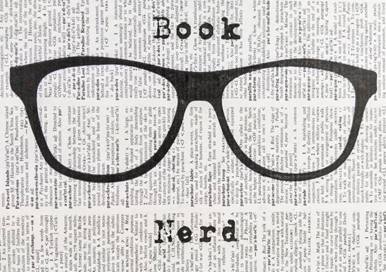 Book Nerd, Book Art, Art for Reader, Art for Book Lover, Art for Teacher, Library Art, Dictionary Art, Dictionary Art Page, Nursery Wall Art image 2