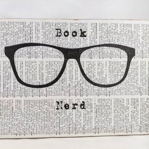 Book Nerd, Book Art, Art for Reader, Art for Book Lover, Art for Teacher, Library Art, Dictionary Art, Dictionary Art Page, Nursery Wall Art