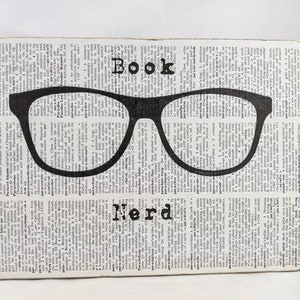 Book Nerd, Book Art, Art for Reader, Art for Book Lover, Art for Teacher, Library Art, Dictionary Art, Dictionary Art Page, Nursery Wall Art image 1