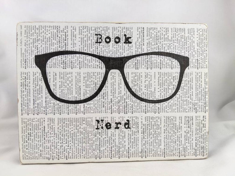 Book Nerd, Book Art, Art for Reader, Art for Book Lover, Art for Teacher, Library Art, Dictionary Art, Dictionary Art Page, Nursery Wall Art image 1