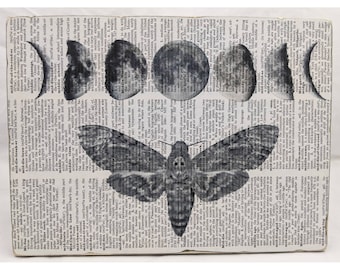 Moth art print 8x10, altar accessories, pagan decor, wiccan decor, gothic home decor bedroom wall art, oddities and curiosities, moth print