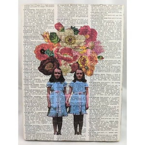 The Shining Art, The Shining Print, Twins from the Shining, Stephen King, Dictionary Art, Horror Art, Horror Decor, Goth Art, Goth Decor