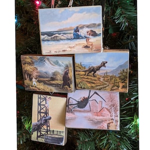 Pinup Christmas Ornaments, Ornament Pack, Alternative Ornaments, Trex Ornament, Monster Ornament, Pinup Girl Ornament, Boho Ornaments, gift