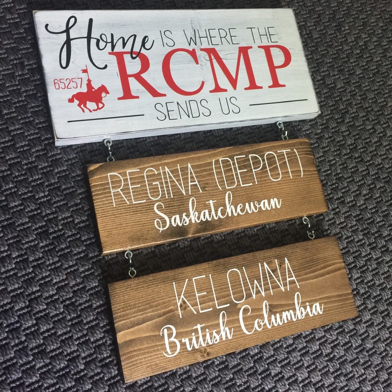 Rcmp Lettering Home is Where the RCMP Sends Us Line Version Hanging Wooden Sign - Etsy ...