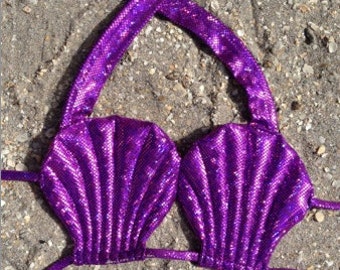 Purple Seashell Top™ that matches all of our Mermaid tails • Top quality Swimsuits and swimmable Mermaid Tails.