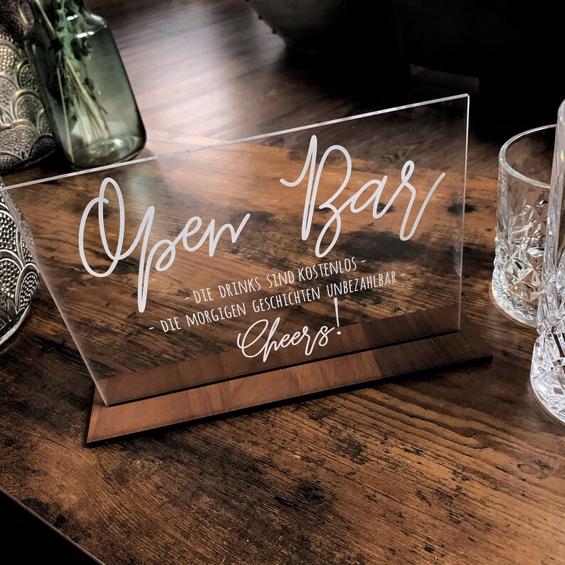 Bar Schild Hochzeit Open Bar vintage Hochzeitsdeko Etsy