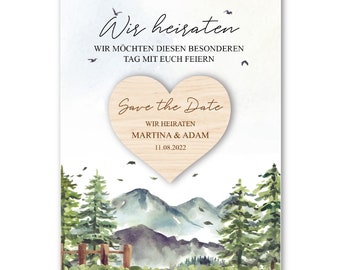 Save the Date Magnet inkl. Karte | Berge Herz