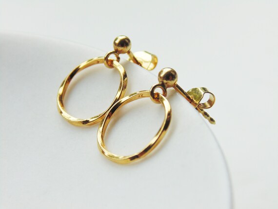 Twisted Textured Gold Vermeil Earrings Small Hoop Circle Ring