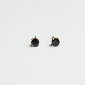 Black spinel earrings, tiny small 3mm studs, facted black spinel gemstone, 14k gold filled studs earrings, dainty minimal stud earrings