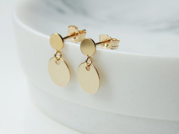 Gold disc deals dangle earrings