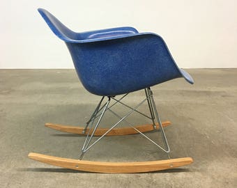 Herman Miller | Eames Royal Blue Arm Shell Rocker RAR | Summit mid century