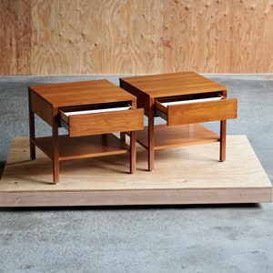 Florence Knoll Walnut Square Nightstands image 2