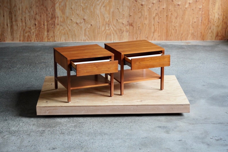 Florence Knoll Walnut Square Nightstands image 2