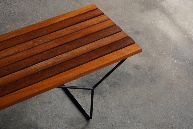 Knoll Walnut Slat Bench by Harry Bertoia image 5