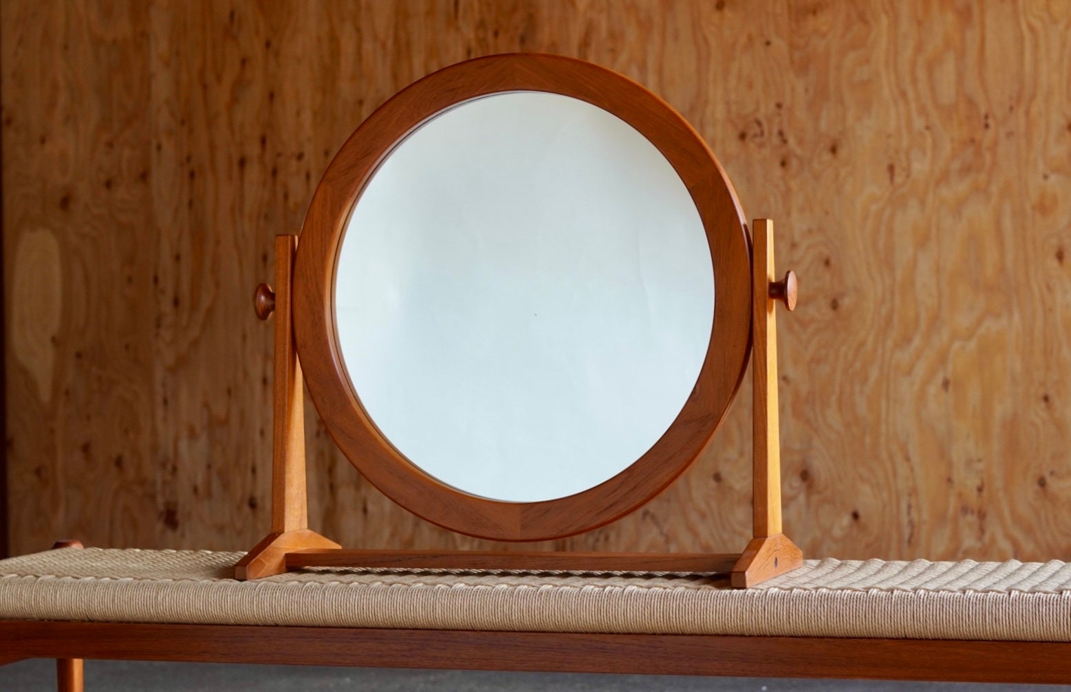pedersen & hansen チークミラー　デンマーク　ヴィンテージ デンマークヴィンテージ ウォールミラー チークフレーム 壁掛け鏡 北欧