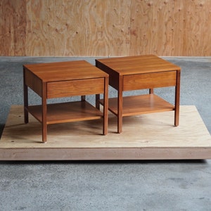 Florence Knoll Walnut Square Nightstands image 1