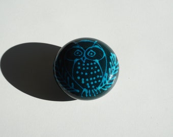 Danish Blue Owl Ceramic Dot by Bo Melander