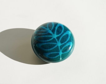 Bo Melander Blue Ceramic Dot Paperweight \ Wall Art