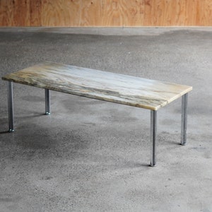 Architectural Marble Coffee Table w/ Chrome X Base