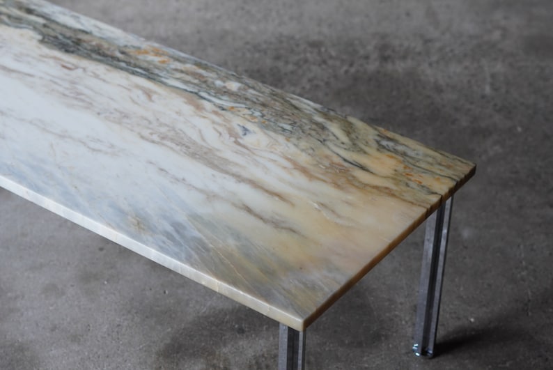 Architectural Marble Coffee Table w/ Chrome X Base image 2