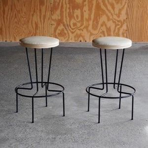 Frederick Weinberg Modernist Iron Stool (Pair)