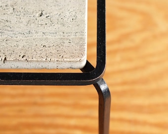 Iron + Travertine Table by Allan Gould