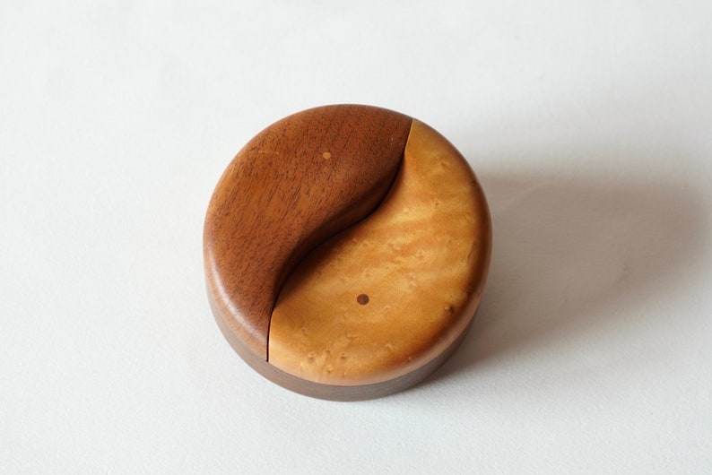 Craig Brown Walnut Maple Wood Ying-Yang Studio Jewelry Box image 1