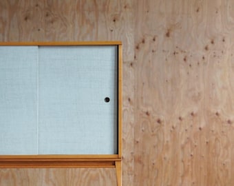 Paul McCobb Two Door Grasscloth Cabinet