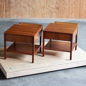 Florence Knoll Walnut Square Nightstands image 4