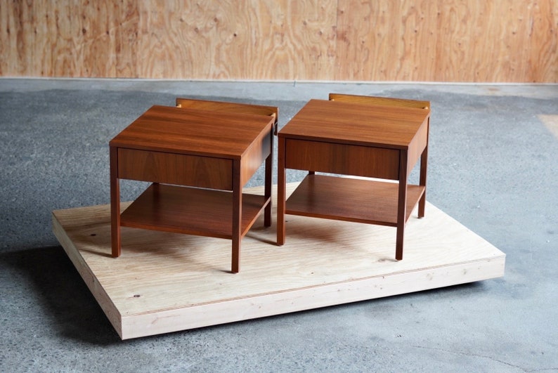 Florence Knoll Walnut Square Nightstands image 4