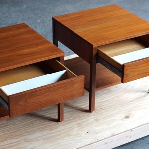 Florence Knoll Walnut Square Nightstands image 3