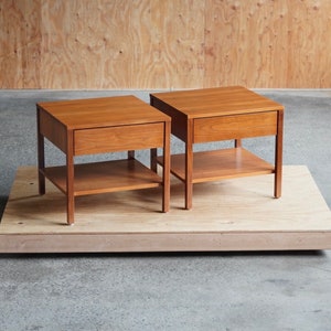 Florence Knoll Walnut Square Nightstands image 8