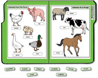 Learning Spanish/English File Folder Game - Animals from the Farm