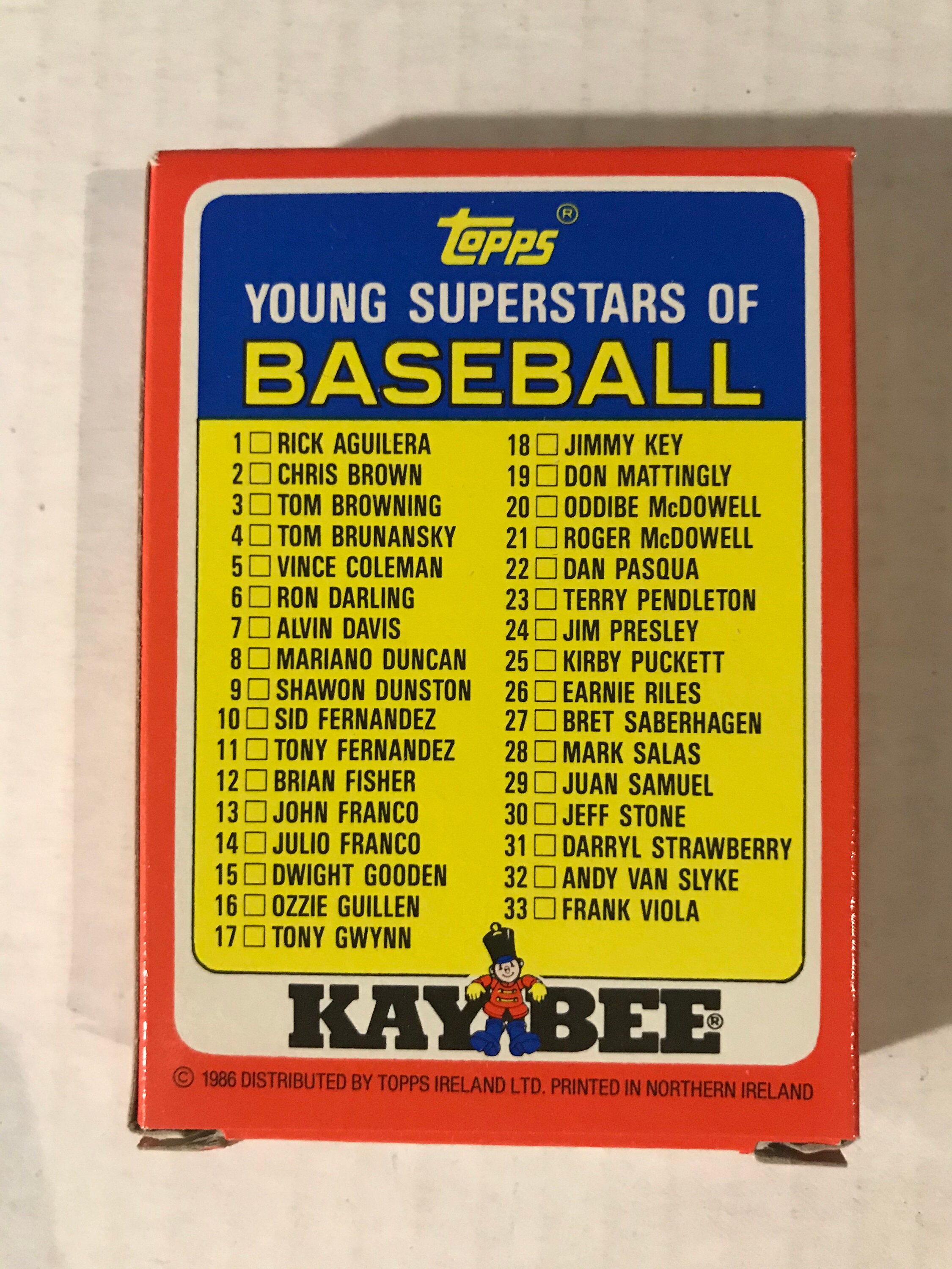 1 Vintage 1986 Topps Kaybee Toys Baseball Young Superstars Boxed Set of