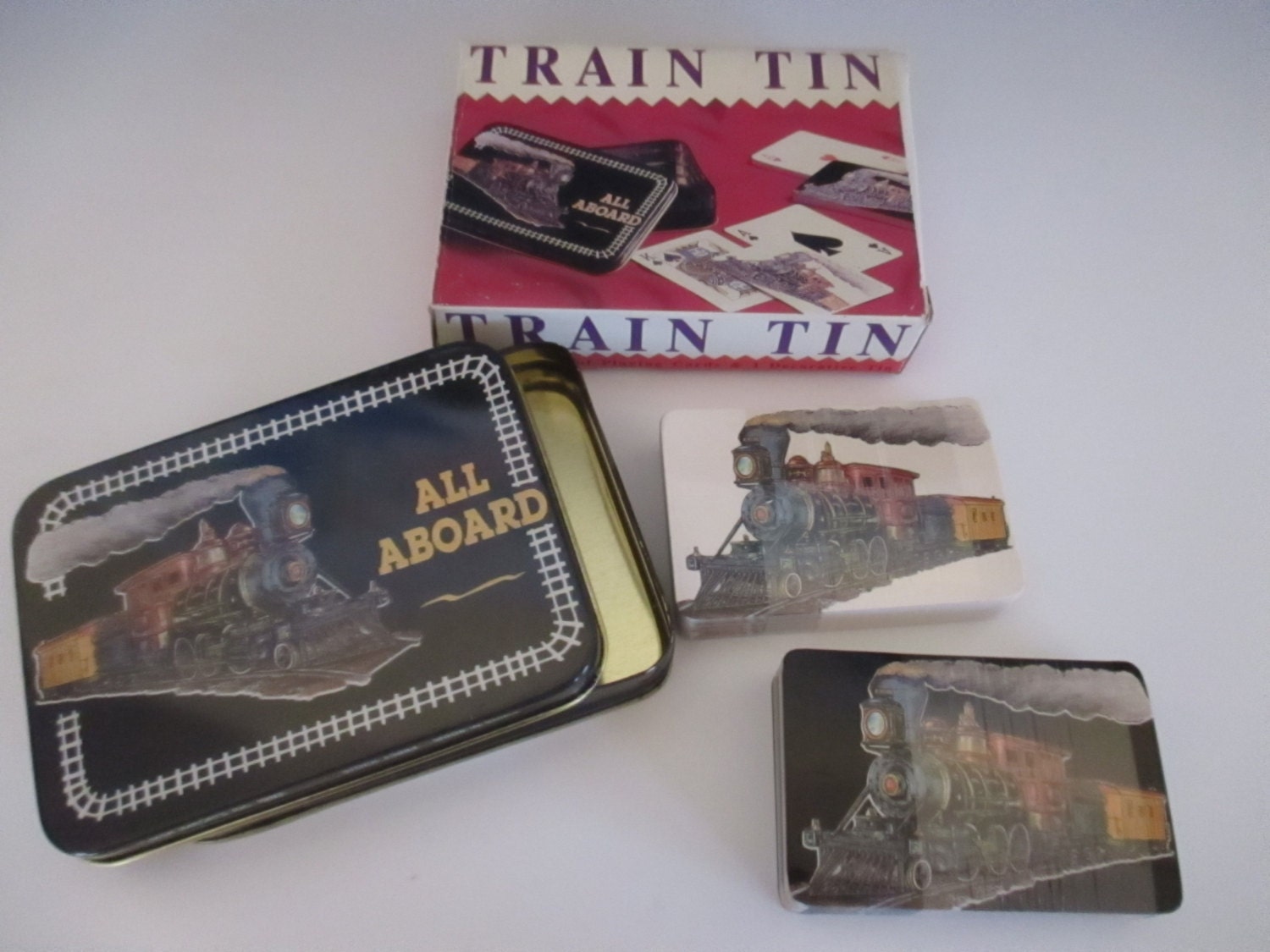 Train Playing Cards Train Tin Collectible All Aboard Etsy