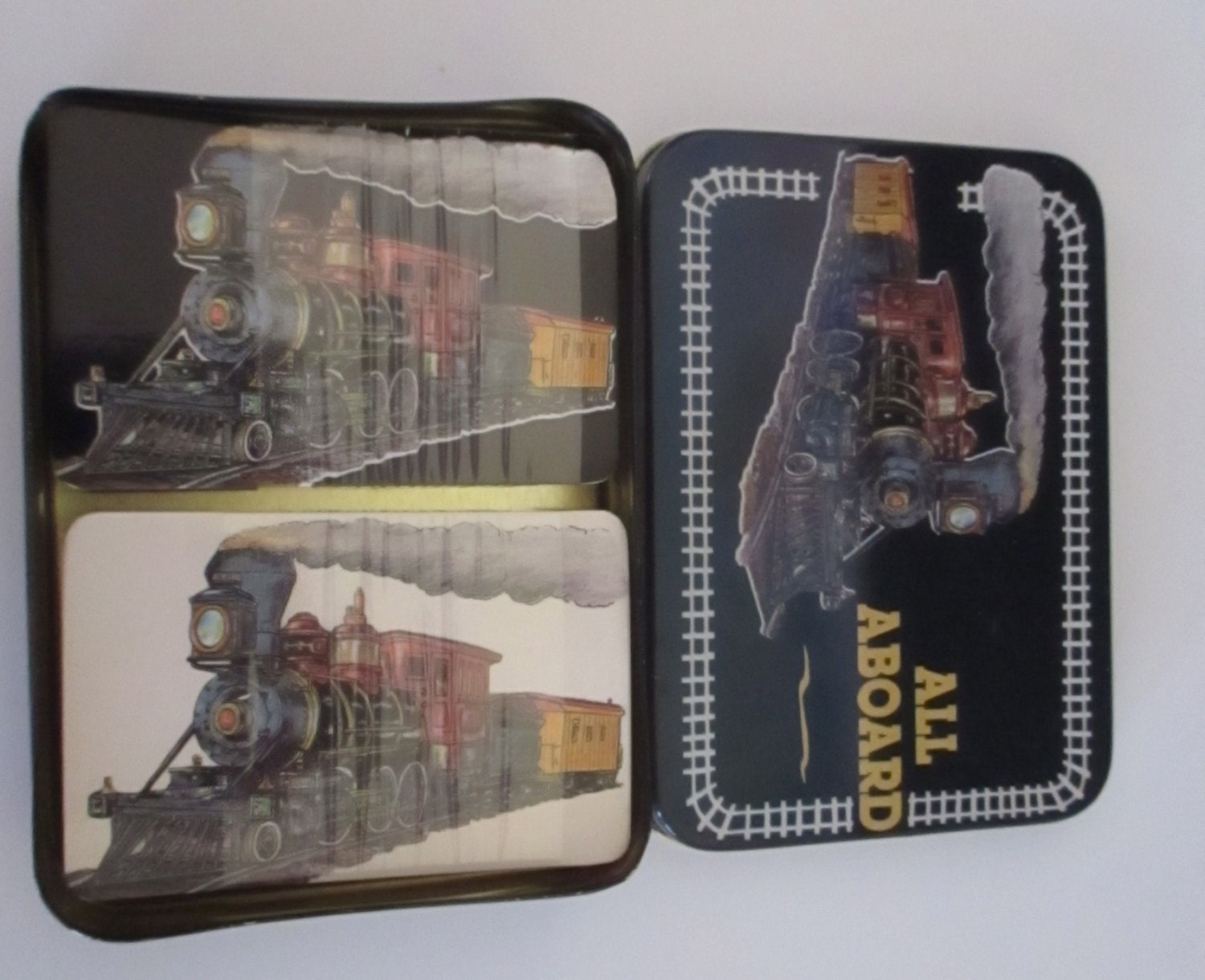 Train Playing Cards Train Tin Collectible All Aboard Etsy