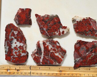 Set of 6 small Red Agate slabs  Box 200