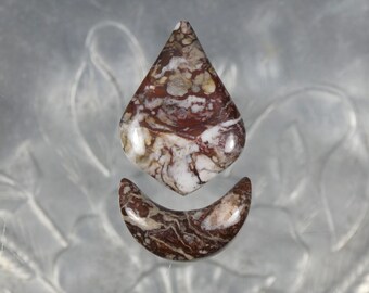 Mohave Purple Turquoise Cabochon Matched Pair or set with Brass Matrix Large Triangle Cabochons S-336