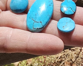 set of 4 matched Kingman Turquoise cabochons   # P-180