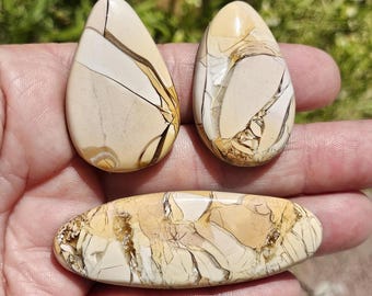 Brecciated Mookaite jasper set of 3 cabochons  # S-002