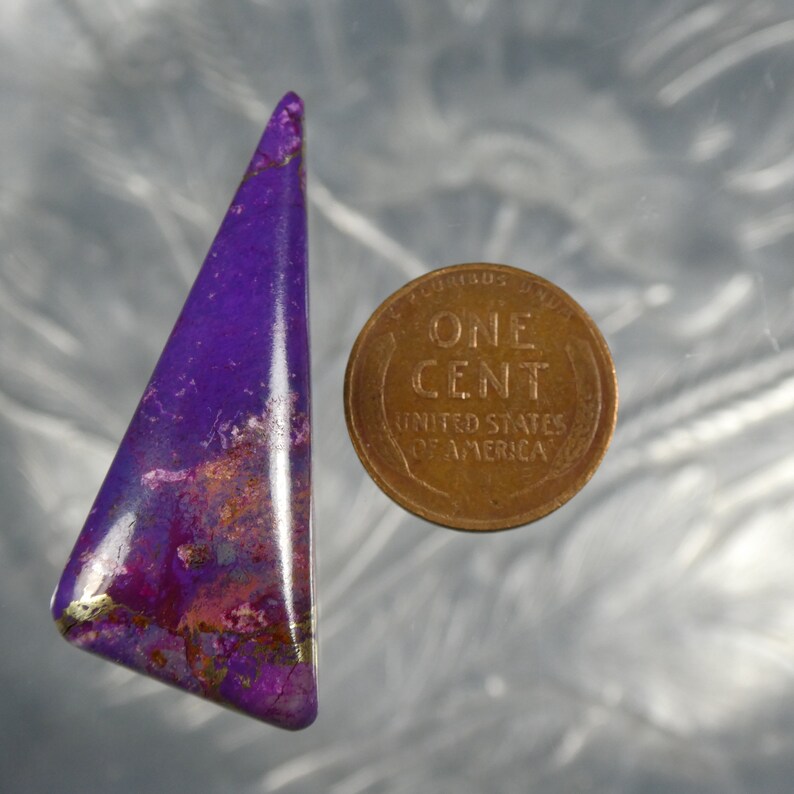Mohave Purple Turquoise Cabochon Matched Pair or set with Brass Matrix Large Triangle Cabochons S-336