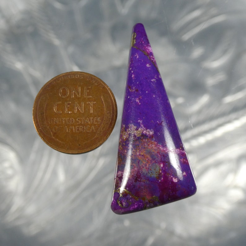 Mohave Purple Turquoise Cabochon Matched Pair or set with Brass Matrix Large Triangle Cabochons S-336