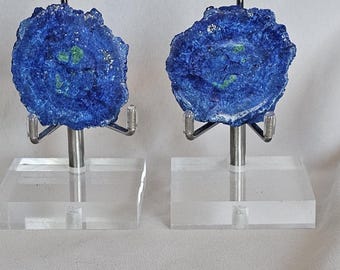 Arizona Blue Ball Azurite Geode with Malachite, Natural Raw Azurite polished crystal, collection, display    SP-2016