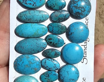 33 tiny Turquoise cabochons, natural but stabilized turquoise  #P-255