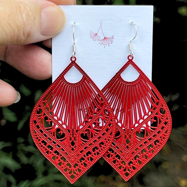 Red Statement Earrings • Light Dangle Earrings that Add the Finishing Touch