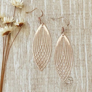 Rose gold earrings: simple leaf earrings perfect statement earrings for a gift for her