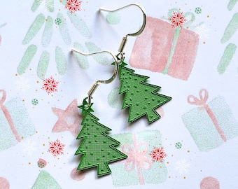 Green Christmas Tree Earrings, Holiday Earrings, Xmas Bling, Christmas Outfit Accessories, Fun Earrings, Holiday Season, Xmas Day Outfit