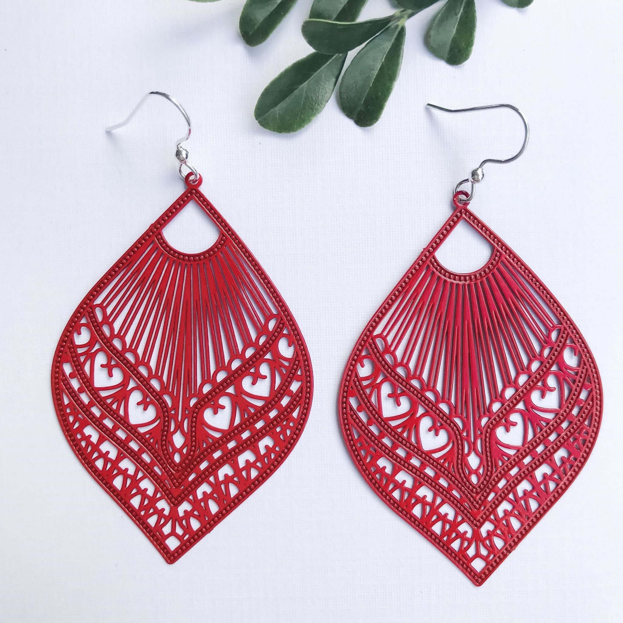 Red Statement Earrings Light Dangle Earrings Drop Earrings Etsy Australia