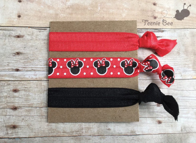 Disney Hair Tie Set Hair Tie Gift Set Minnie Mouse Party Etsy