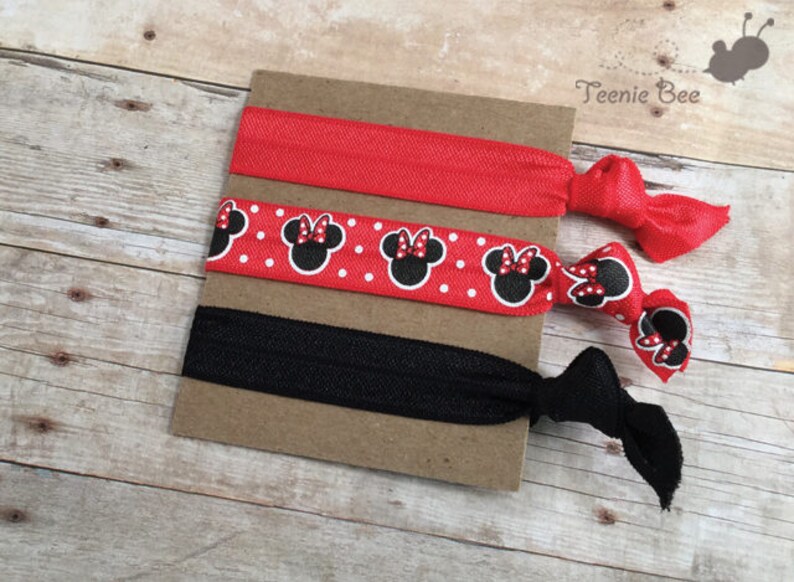 Disney Hair Tie Set Hair Tie Gift Set Minnie Mouse Party Etsy